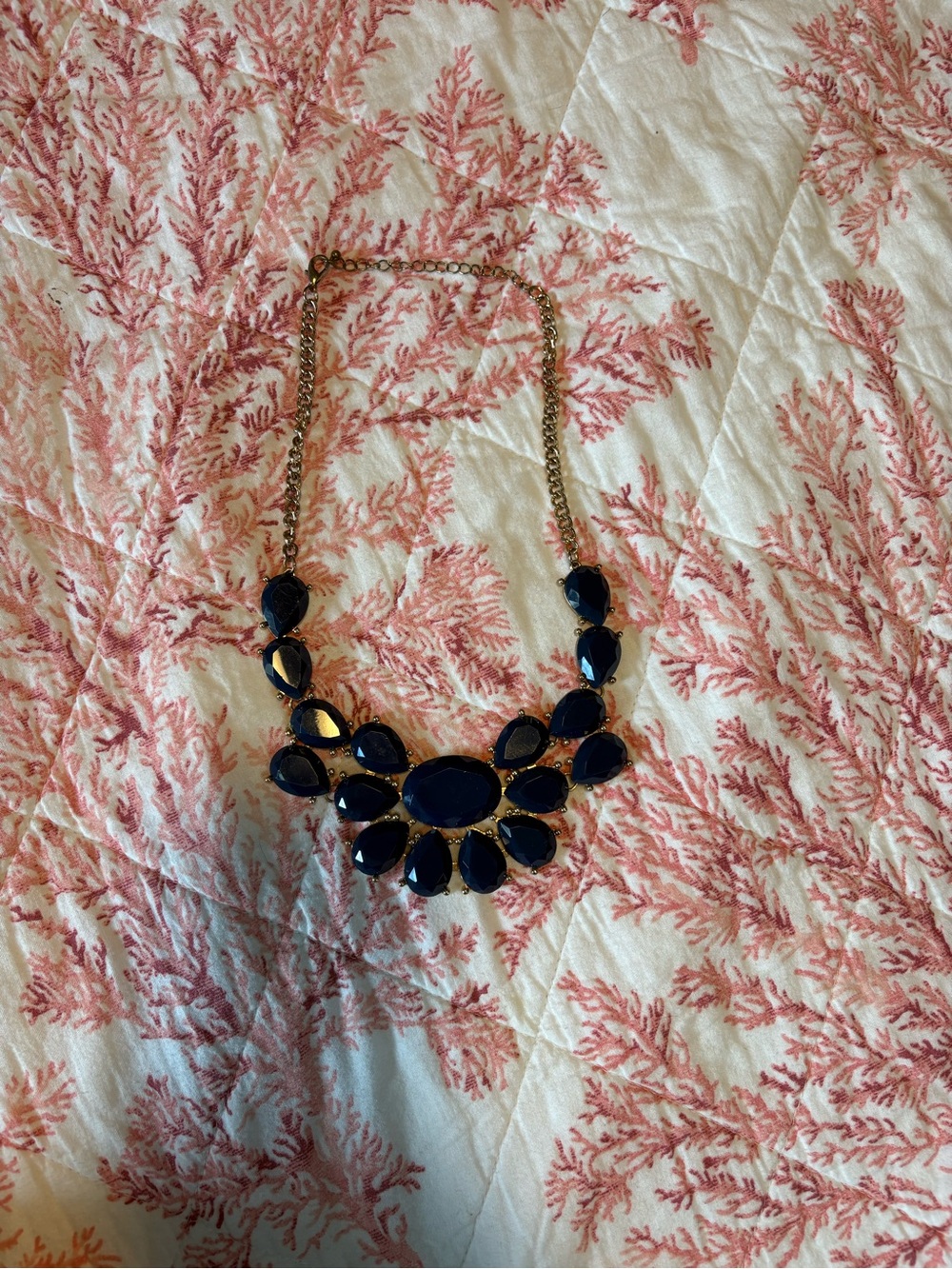 Gold-Tone Navy Statement Necklace